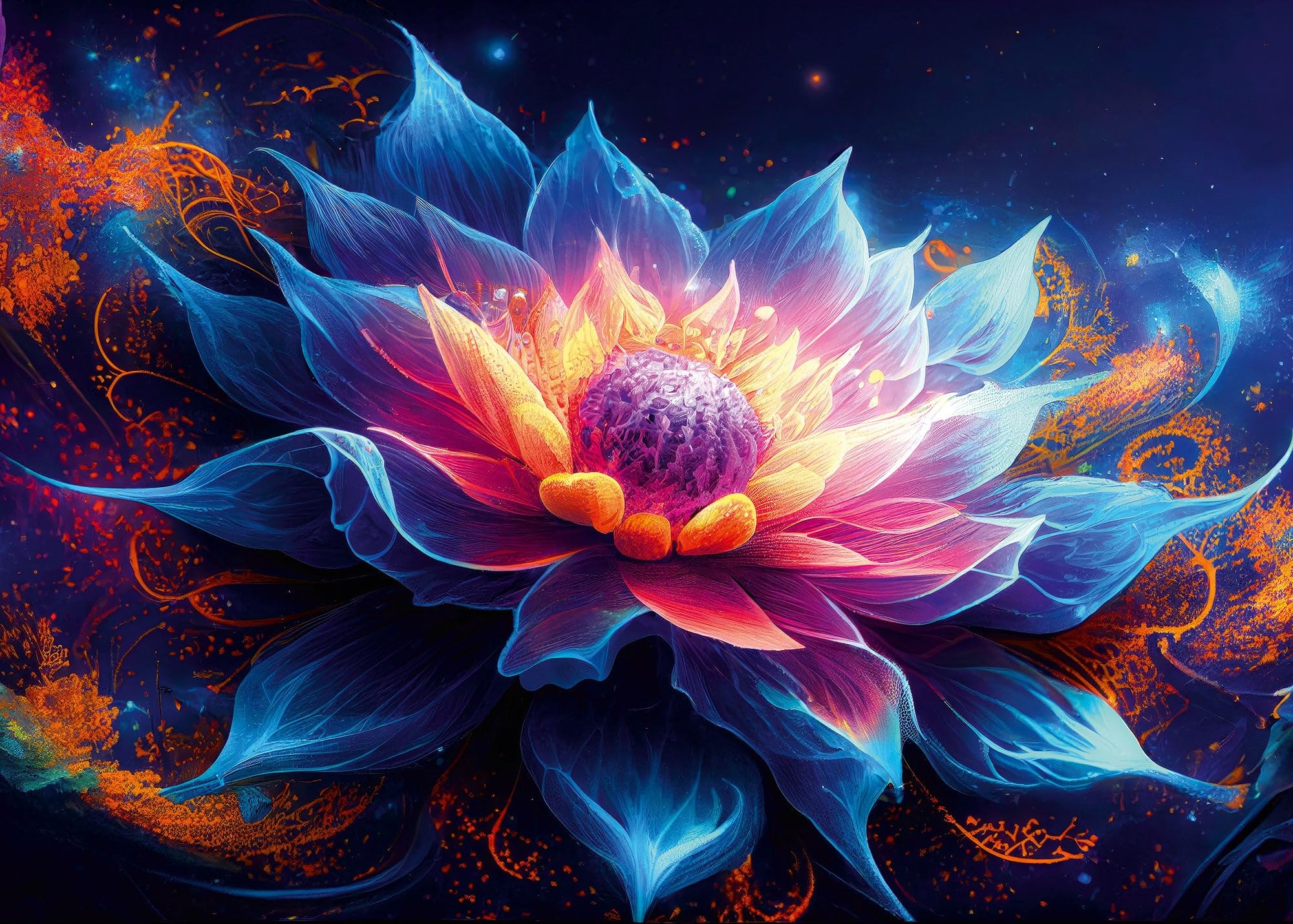 Ulmer Puzzleschmiede - 2000 elementów puzzle "Lotus Nova" - fantastyczny kwiat lotosu we wszechświecie - charakterystyczne puzzle dla dorosłych z kolekcji Puzzle Farben & Fantasy - jakość Made in