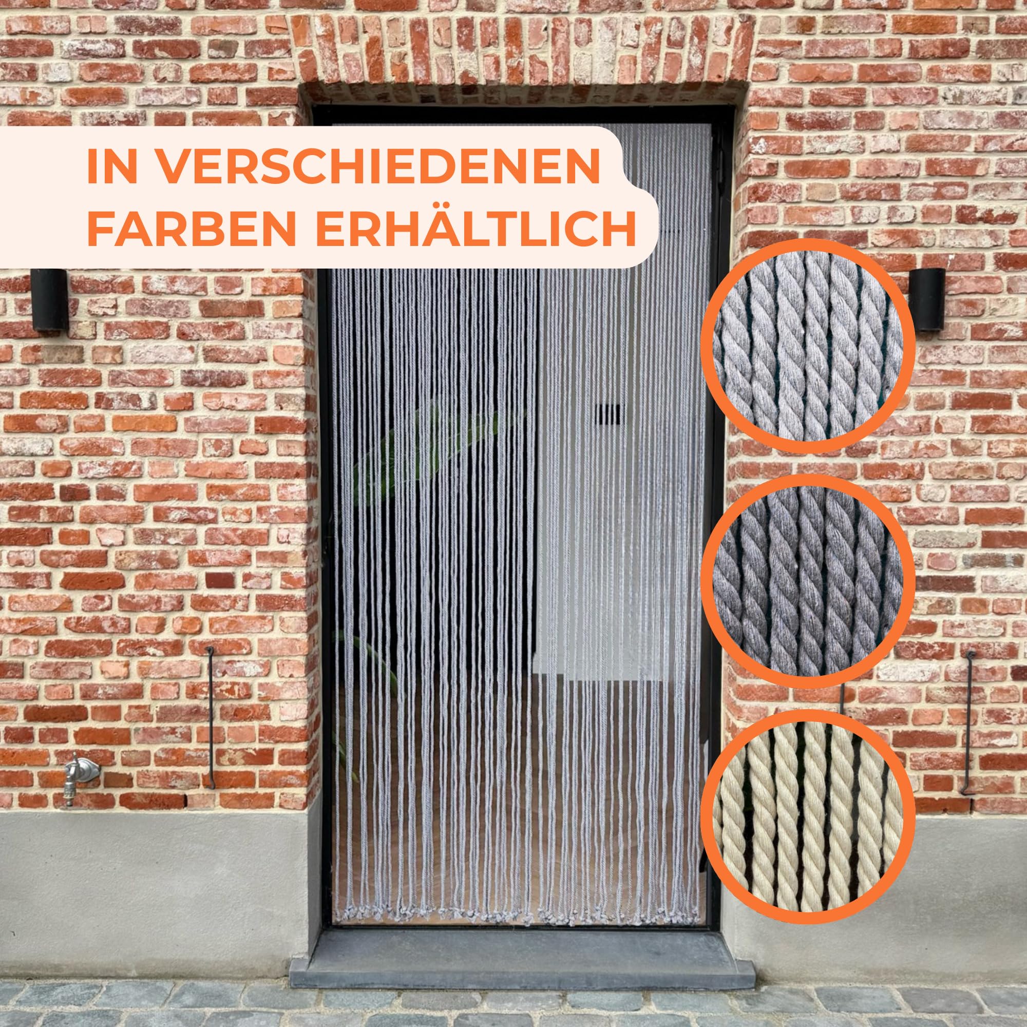 Trente Türvorhang Trentero 120 x 230 cm – Hellgrauer Kordelvorhang – Optimaler Insektenschutz, für Privatsphäre und Belüftung