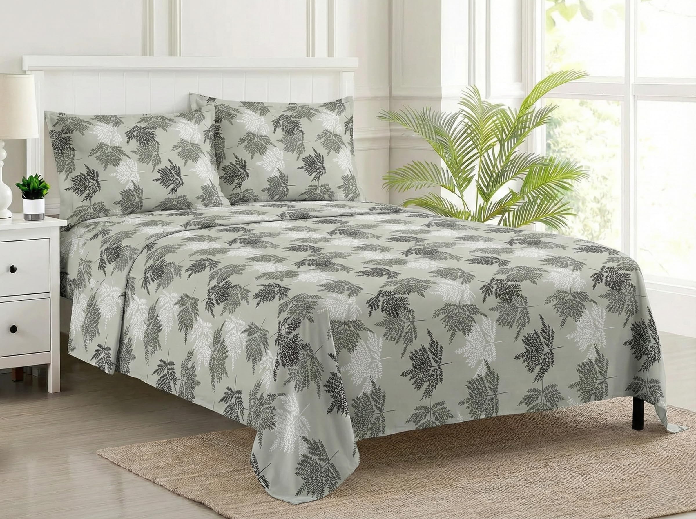 Trance Home Linen King Size Bedsheet - Ferns Paradise Blue -9 Trance Home Linen King Size Bedsheet - Ferns Paradise Blue -9