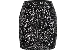 Women's Sequin Skirt Sparkle Stretchy Bodycon Mini Skirts Night Out Party