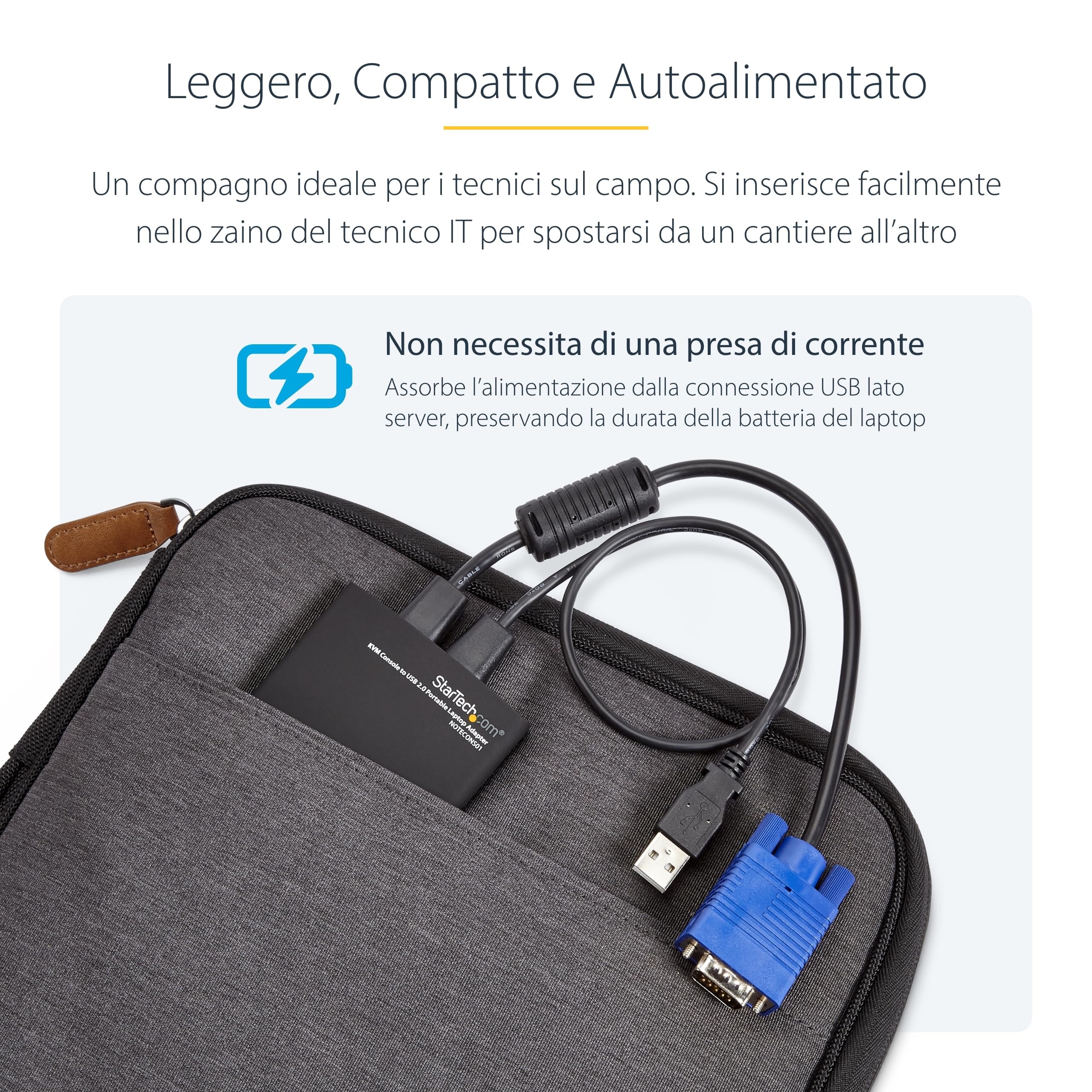 StarTech Adattatore Crash Cart Portatile, Console KVM USB/VGA (NOTECONS01) | Ideale per laptop, Accesso diretto ai server, Nessun software richiesto, Console portatile USB 2.0