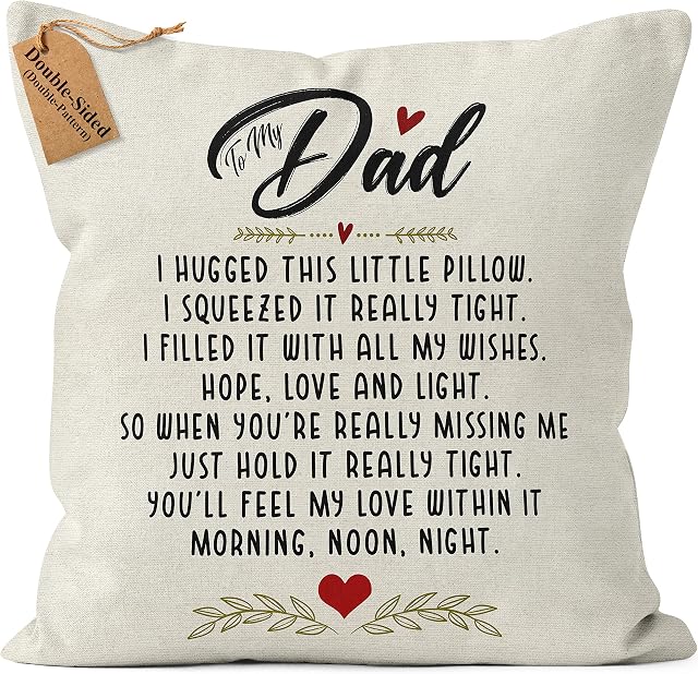 Kies HOME®(Double-Sided) Dad Gifts for Dad Gifts from Daughter Cushion Cover 18x18 Inch Best Dad Gifts from Son Dad Birthday Gift Daddy Birthday Gifts Presents for Dad Populer Gift