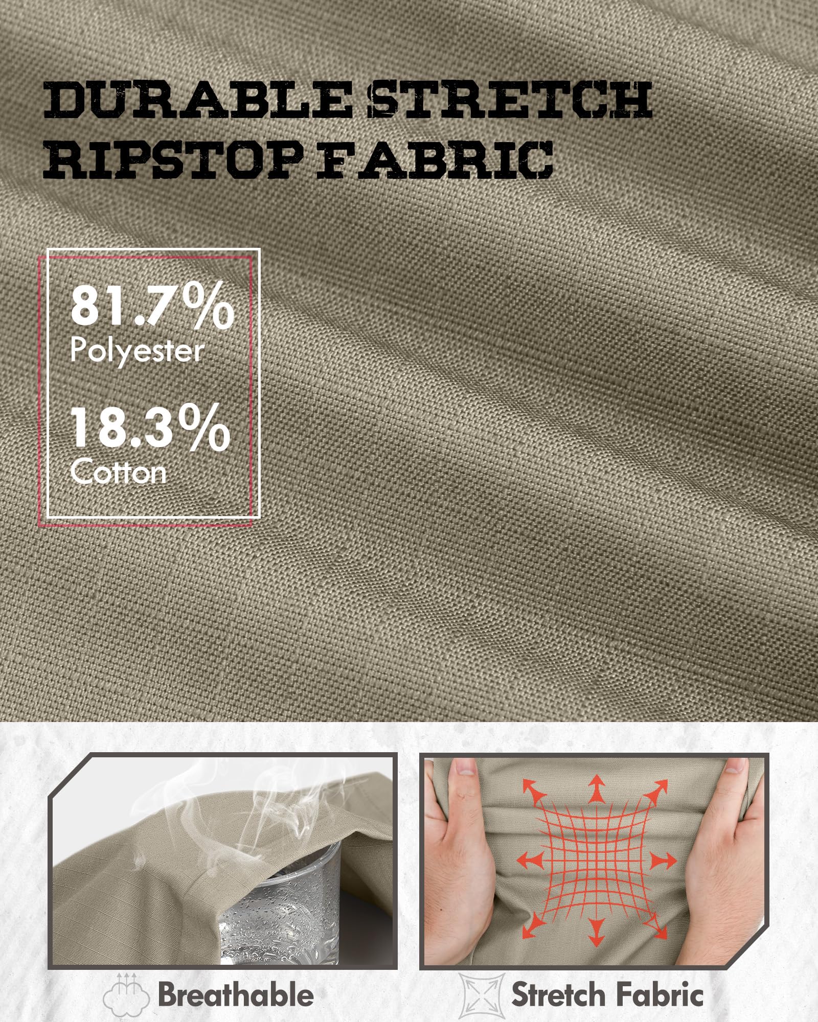 IGOLUMON Pantalones de trabajo para hombre con bolsillos laterales, para exteriores, resistentes tácticos