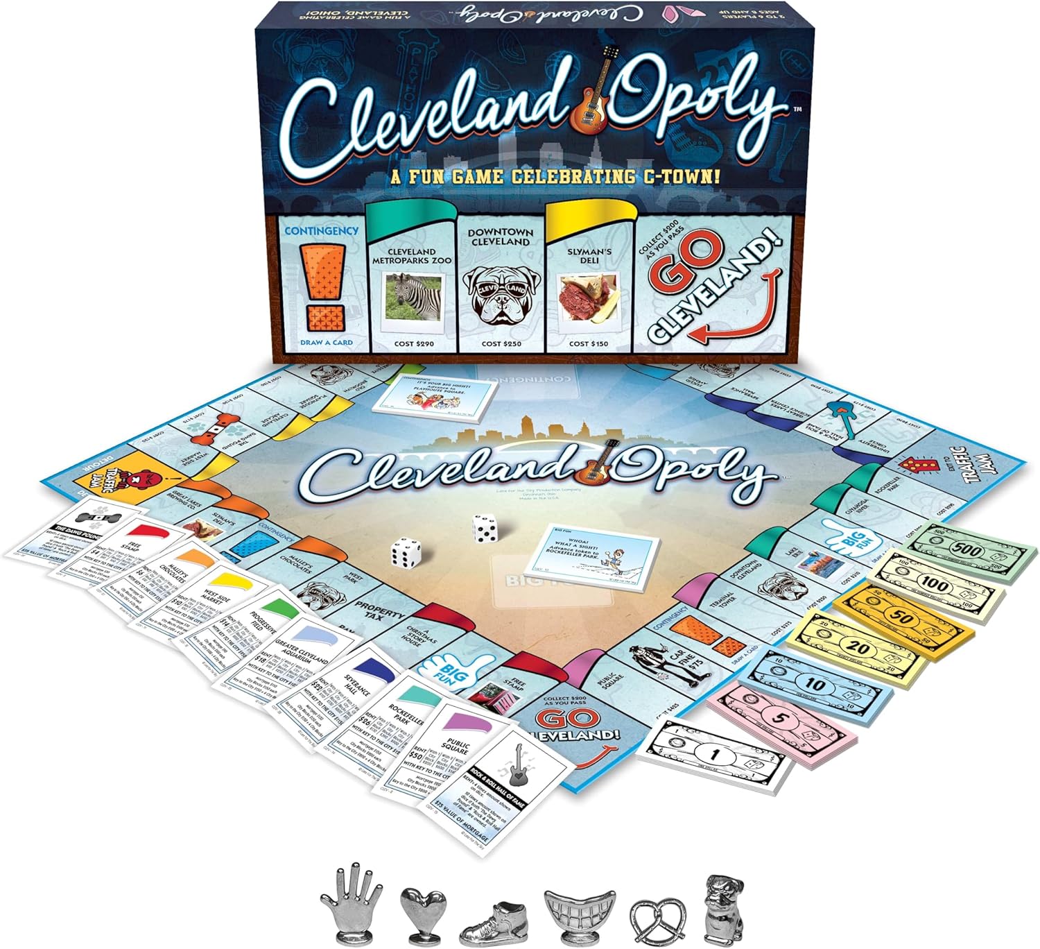 Late for The Sky Cleveland-Opoly Board Game – Cleveland Ohio City Edition Family Property Trading Game for Kids & Adults, 2–6 Players, Ages 8+, Game Night Gift