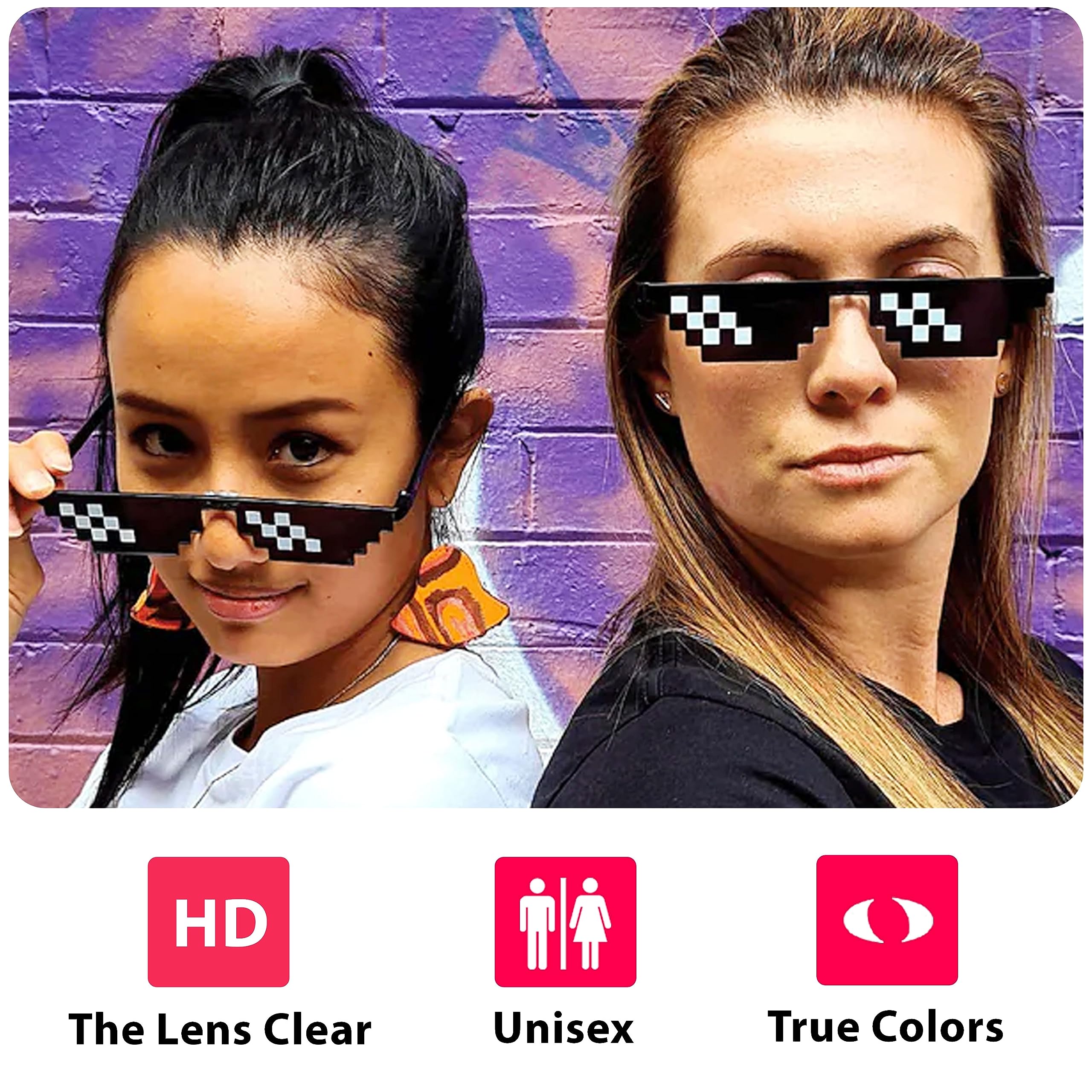 Goelite Thug Life Party Glasses, With Protection Box, Meme Gangster Gangsta Life Funny Novelty Shades, Photo Props Unisex Sunglasses 2