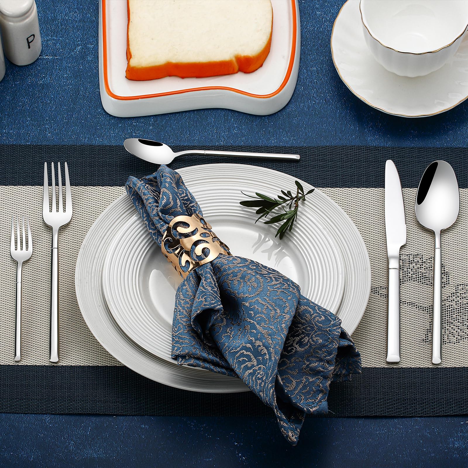 Silverware Set for 8, 18/10 Heavy Duty Stainless Steel Flatware Set, Prendcyx 40 Piece Premium Cutlery Sets including Spoons and Forks Set, Dishwasher Safe — Amazon image 3