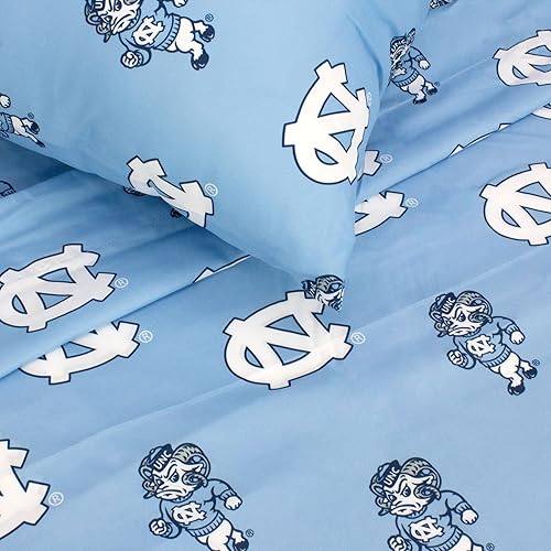 Miniatura 2 de College Covers Everything Comfy - Juego de sábanas de 4 piezas de Carolina del Norte, Tar Heels tamaño King, fondo del color del equipo, 1 sábana