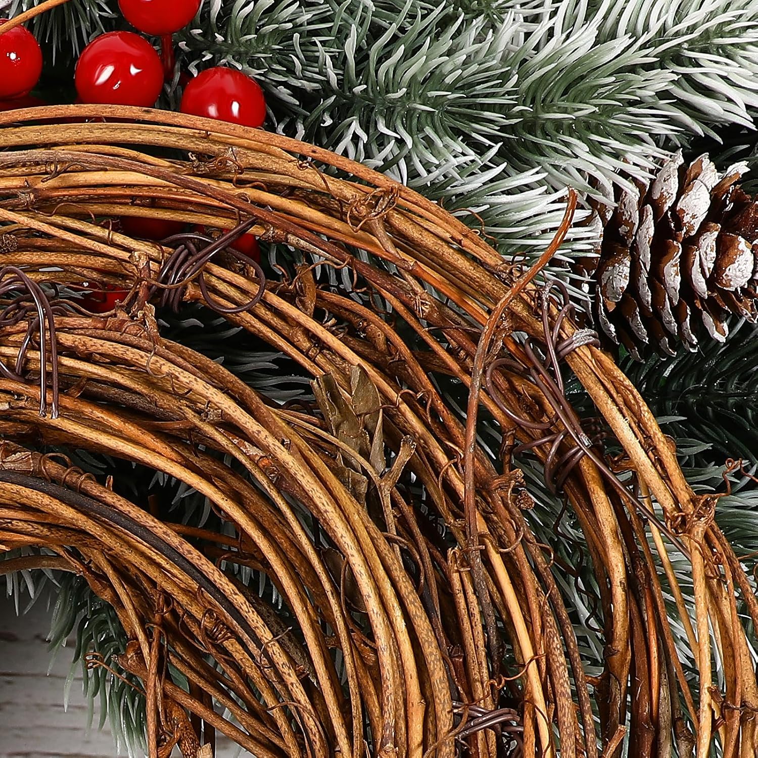 TOYANDONA Grapevine Garland - 12ft Natural Grapevine Wreath Rustic Twig Garland Vine Wreath for DIY Crafts Christmas Holiday Seasonal Home Decor