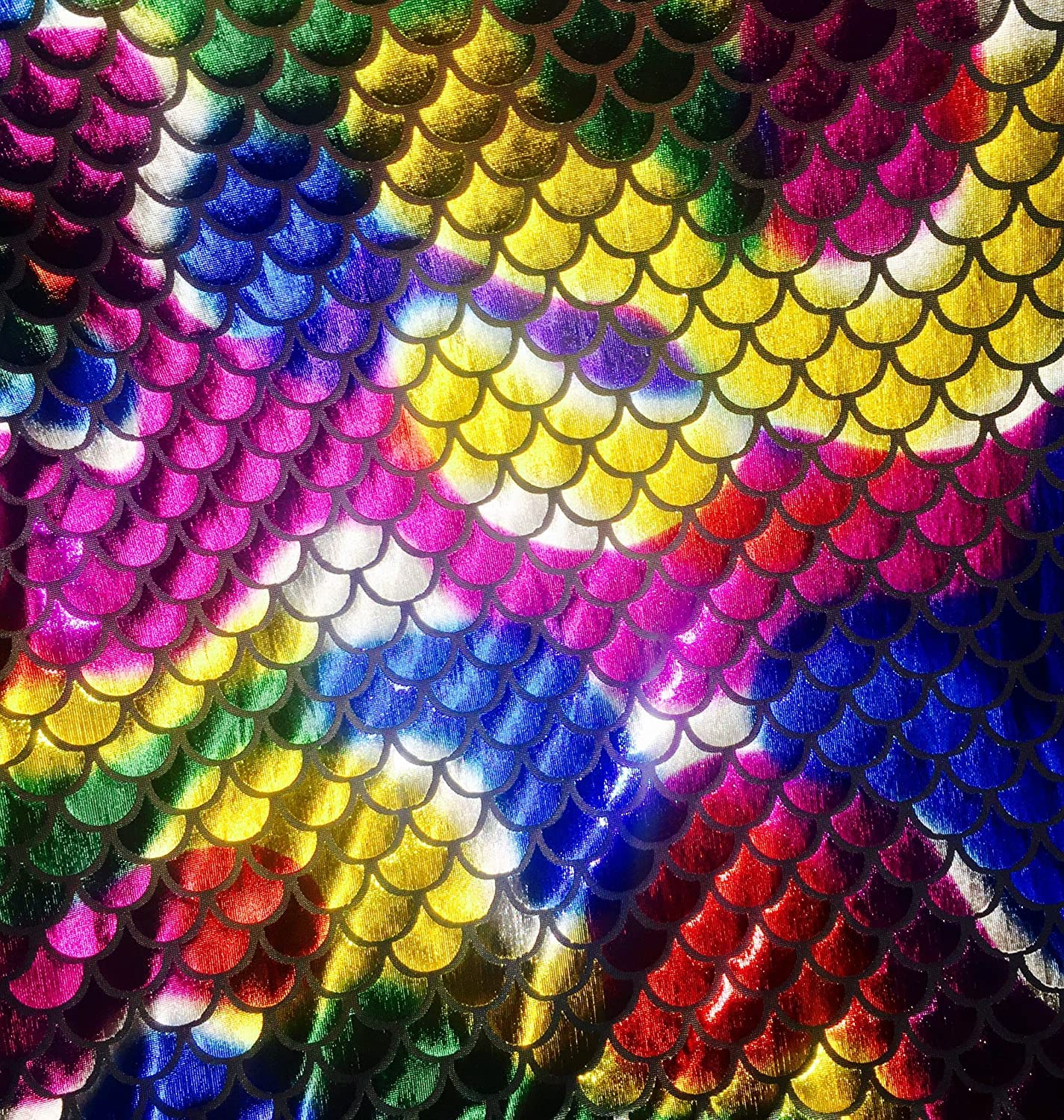LushFabric Mermaid Scale Print Fabric Fish Tale Scales Foil, 2 Way Stretch Material Lycra Spandex, Bikini, Costume, Dress - Image 2
