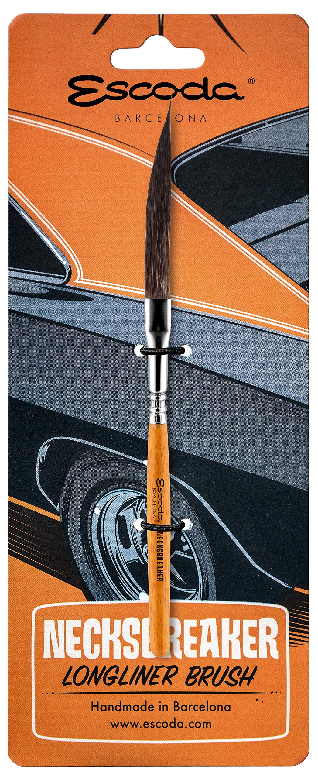 ESCODA Set 3 Pennelli Pinstriping - nº 8,4,1 Piatto Obliquo Curvo Tondo Punta Lunga Serie Necksbreacker Pinstriping Longliner Dettagli Professionale Fatto a Mano a Barcellona.