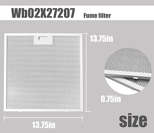 Miniatura 4 de WB02X27207 Filtros de grasa de campana extractora compatibles con campana extractora GE JVX5300BJ1TS JVX5300DJ1BB Reemplazar 4463981 AP6039217