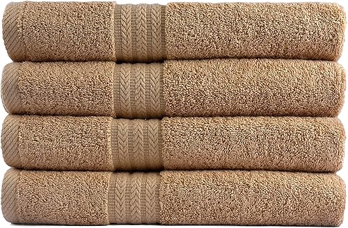 AKTI Juego de 4 toallas de baño de alta calidad, toallas de ducha de algodón para baño, juego de toallas de baño de 580 GSM, 27 x 54 pulgadas,
