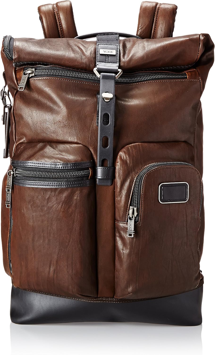 tumi brown leather backpack