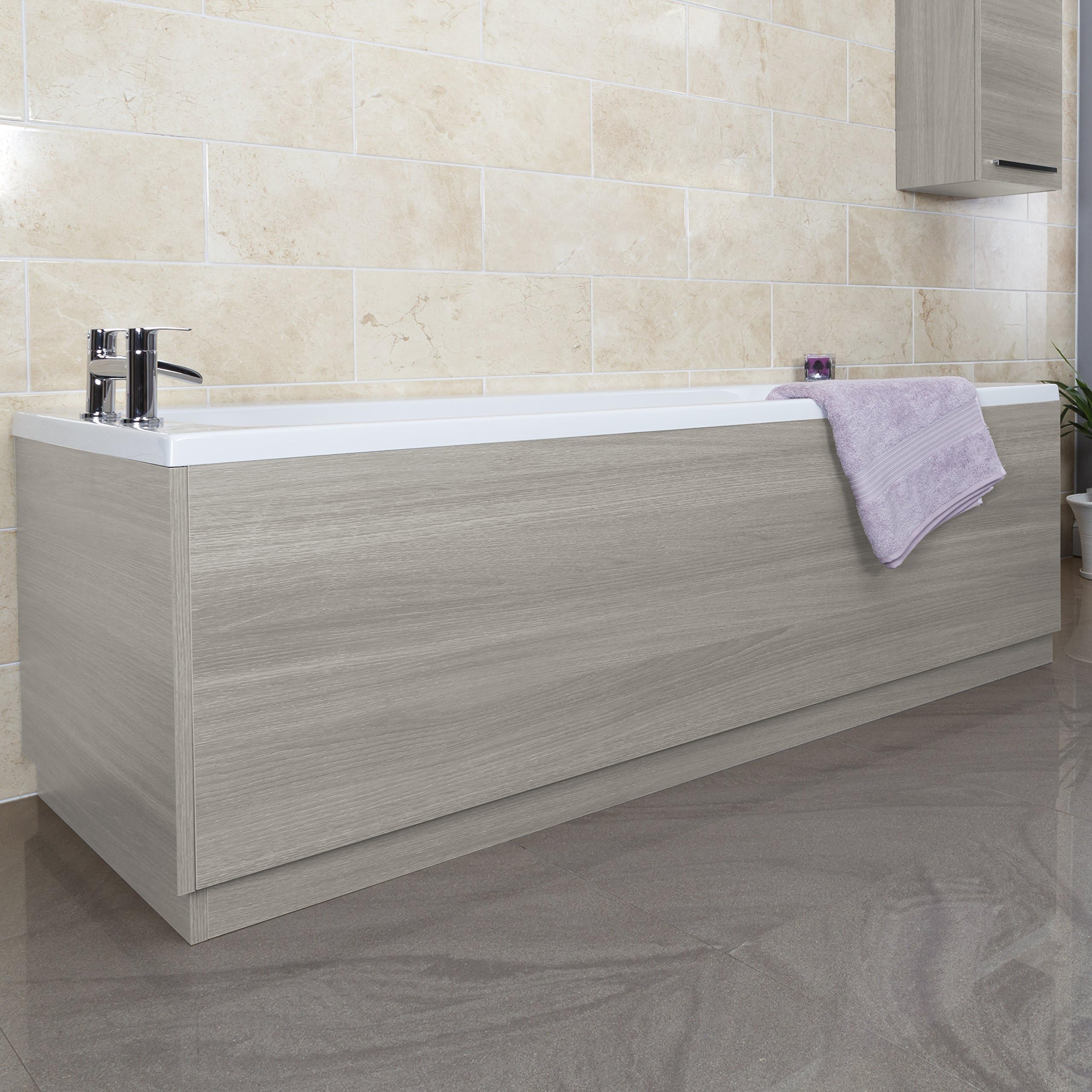 Vasari Modern Bathroom 1700mm Side Front Bath Panel Grey Ash MDF Adjustable Plinth