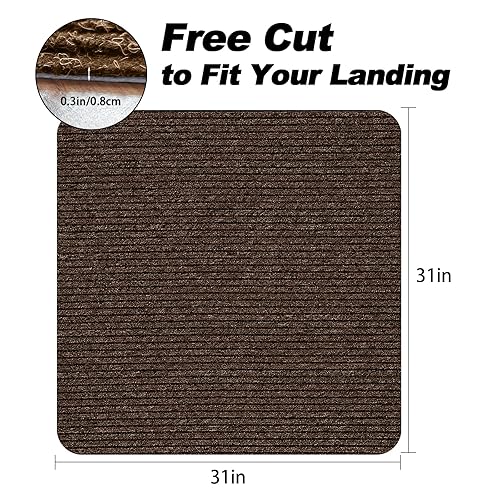 Miniatura 2 de Tapetes antideslizantes para peldaños de madera, tapetes antideslizantes para interiores y exteriores, 31 x 31 pulgadas, camino de escalera a juego