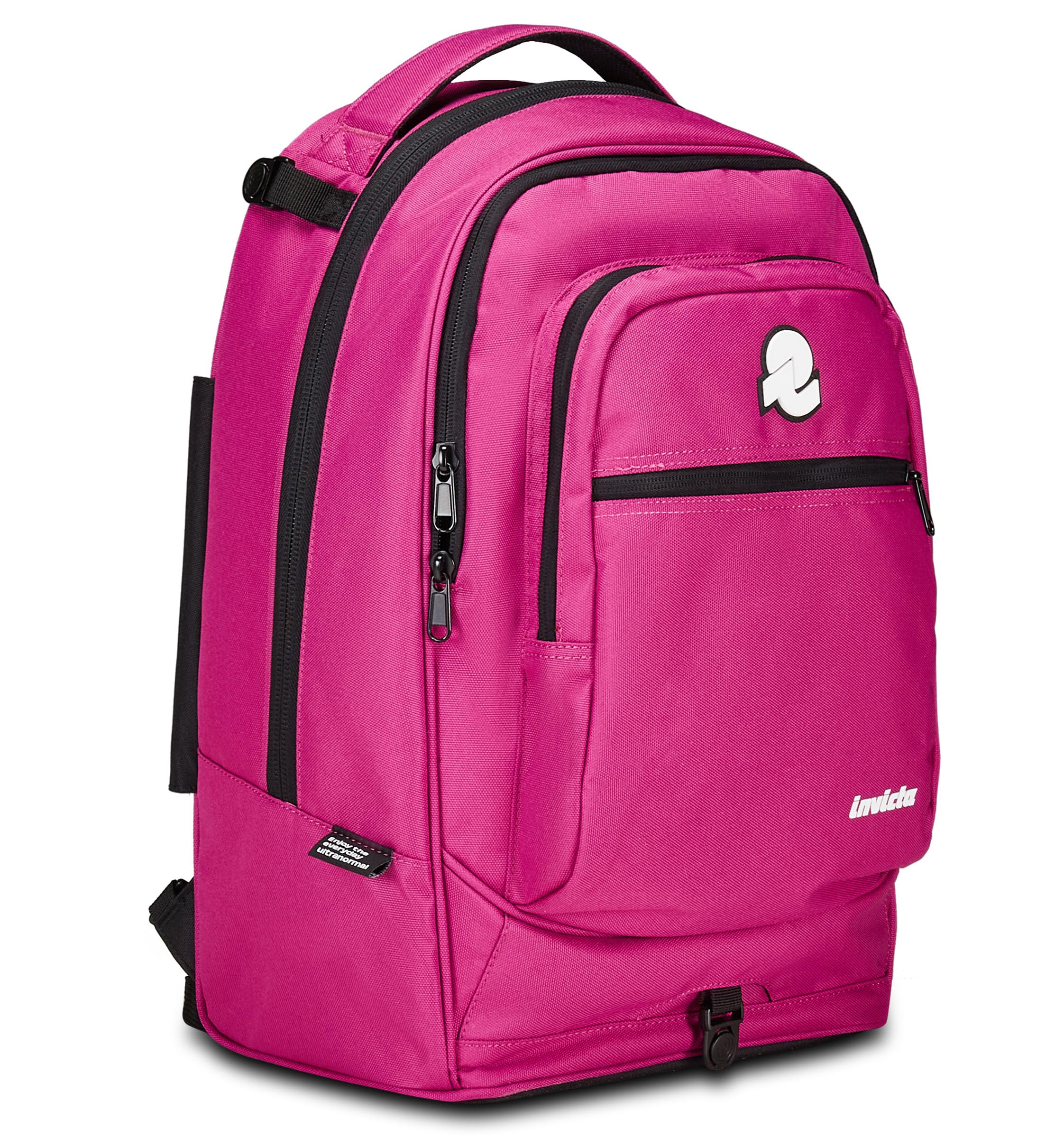 Invicta Trolley Scuola Plug Plain, Fucsia, Multi Uso, Zaino Doppio Scomparto Con Carrello Sganciabile, Tasca PC, Tasca Borraccia e Tasca Con Organizer, Trolley Medie Superiori Viaggio, Ragazza