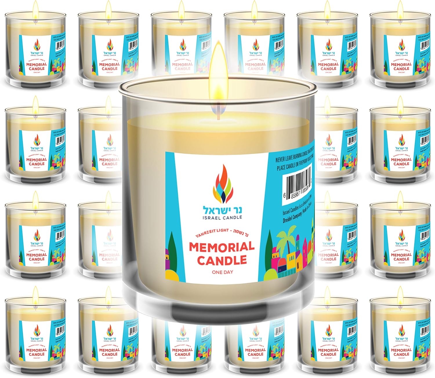 24 Hour Candles, 1 Day Glass Yahrzeit Memorial Candles (24 Pack) | Burns for Approximately 26 Hours, Good for Yizkor and Yahrzeit, 1 Day Candle in Glass Tumbler