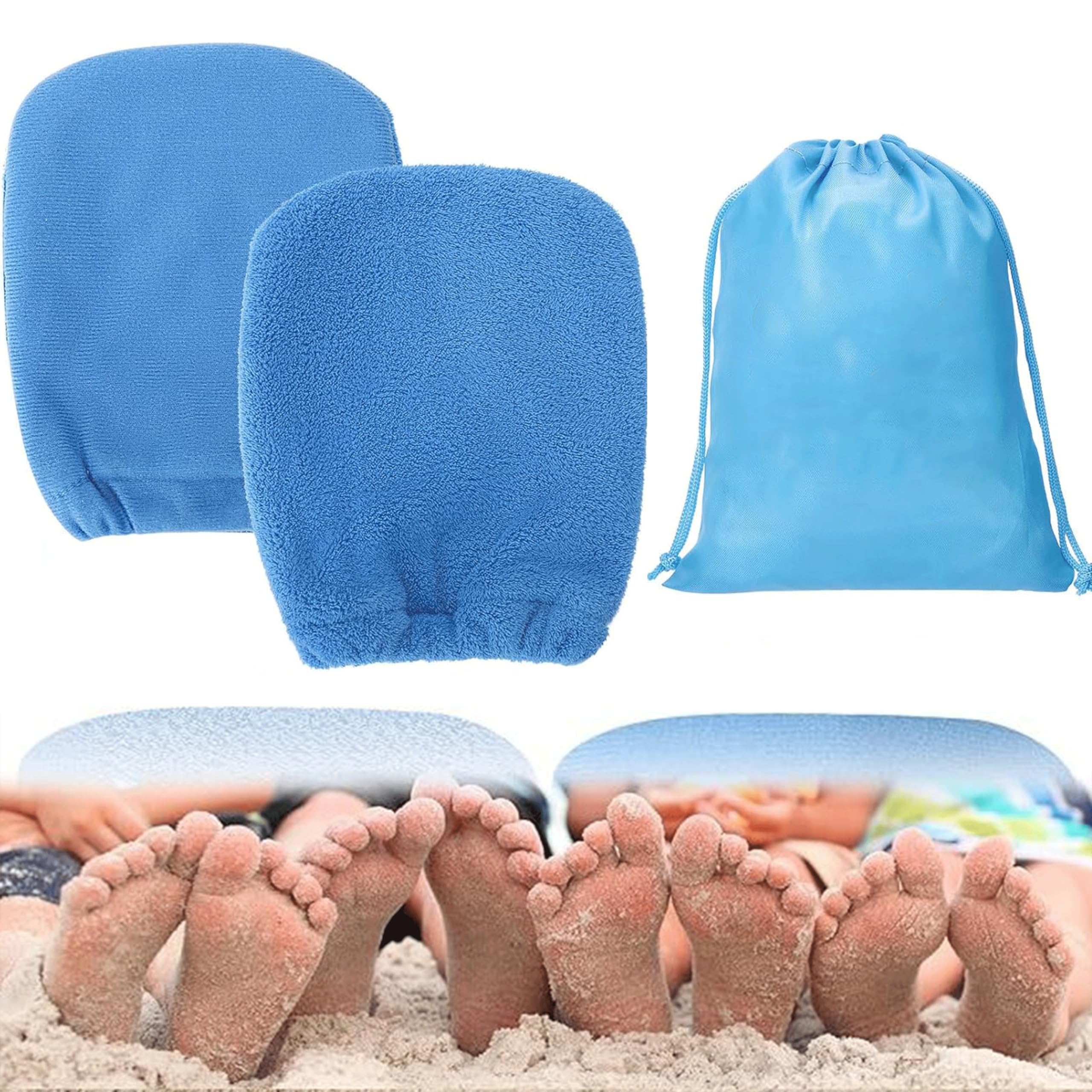 BelleVive 2-piece 2-in-1 Sand Remover for the Beach, Sand Wipe-off Gloves for Beach, Beach Holiday Essentials, Beach Day Accessories, Summer Family Beach Gear