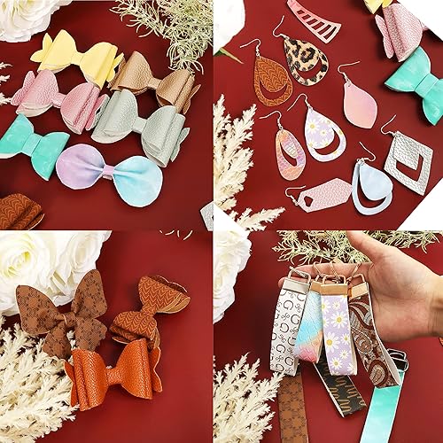 Miniatura 6 de ZAIONE Hojas de cuero sintético dorado 7 piezas de 8 x 12 pulgadas con purpurina de cuero sintético para arcos, aretes, manualidades de bricolaje