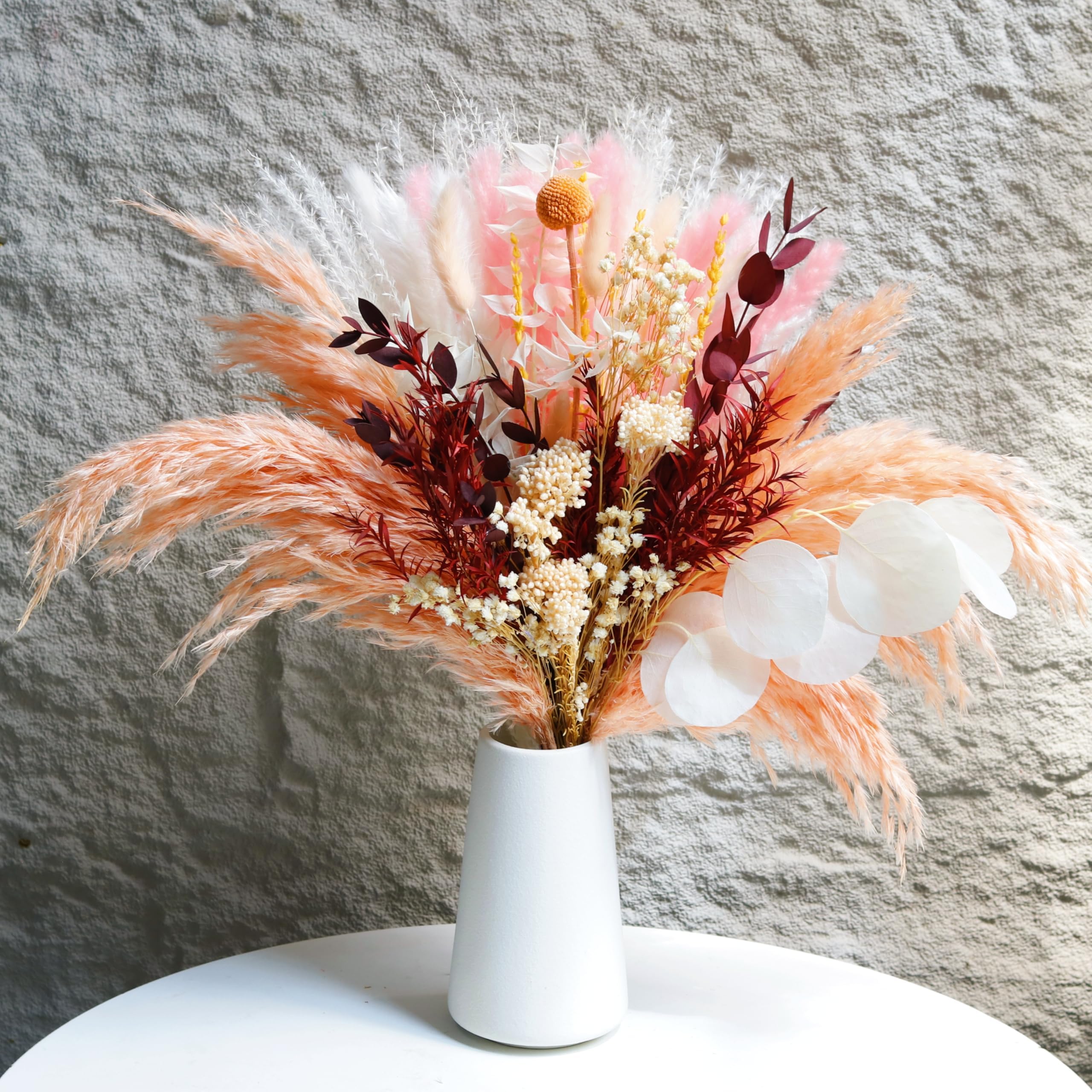 NALACALPampas Grass Bouquet, Dried Pink Flowers, Boho Decor, Pink Pampas Grass for Bathroom, Home, Bedroom, Office, and Party Centerpieces