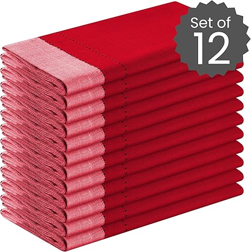 Miniatura 2 de Cotton Clinic Juego de 12 servilletas de tela de punto vainica, 100% algodón, 20 x 20 pulgadas, ultra suaves, absorbentes, calidad de hotel,