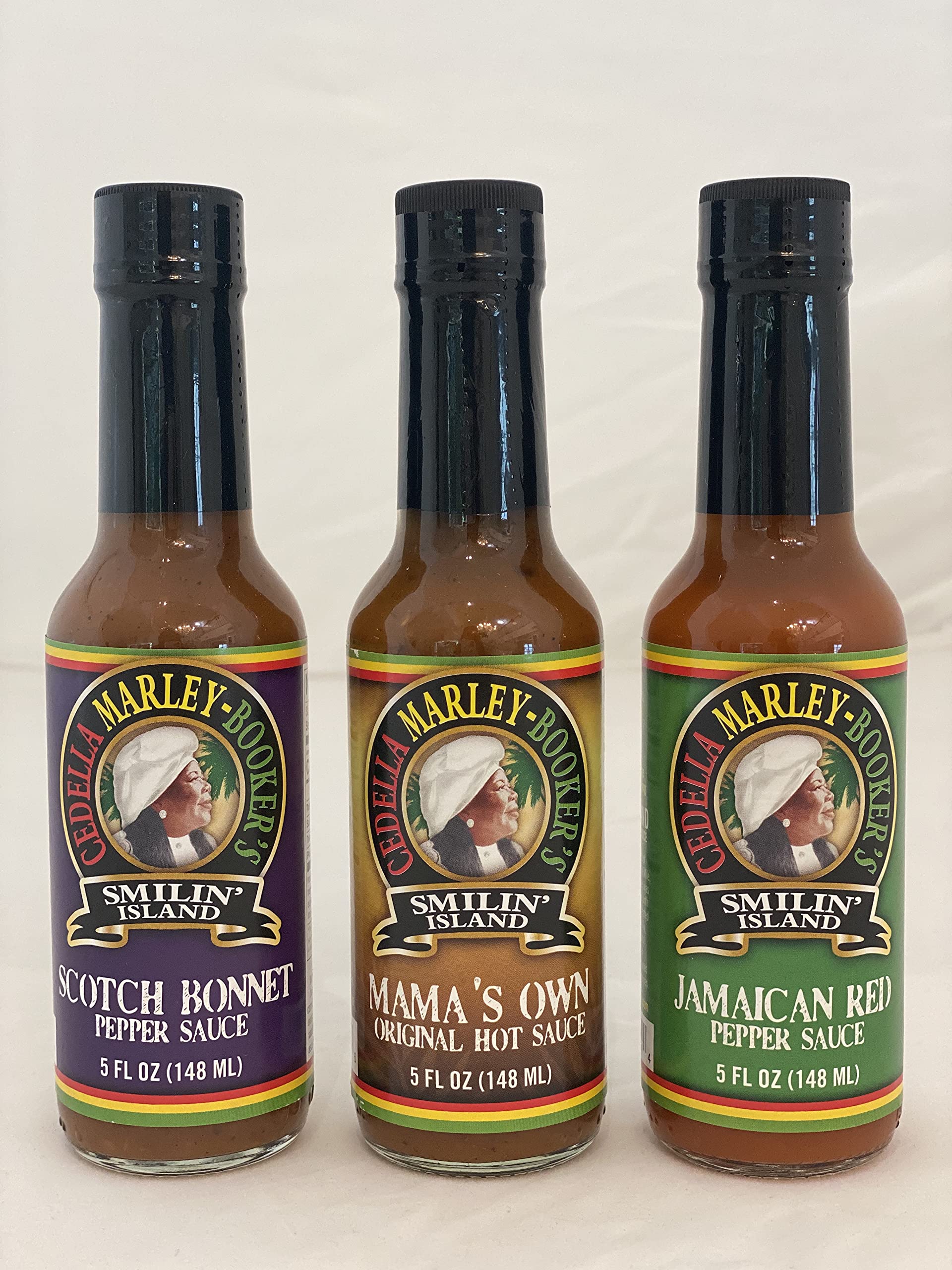 Cedella Marley Booker's Smilin Island Hot Sauce Variety Pack - 3 Flavors, 5 oz Each