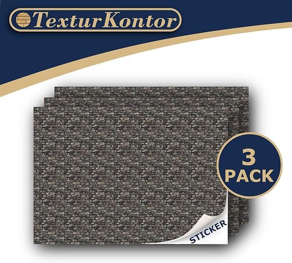 3 Fogli di Rivestimento Murale Decorativo Autoadesivo in Stile Rustico per Cottage per Modellismo in Scala 1:87 H0 (UK: Scala 3,5 mm) - 3