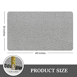 LuxStep Shower Mat Bathtub Mat,40x24 inch, Non-Slip Bath Mat with Drain, Quick Drying PVC Loofah Bathmat for Tub,Shower,Bathroom,Grey