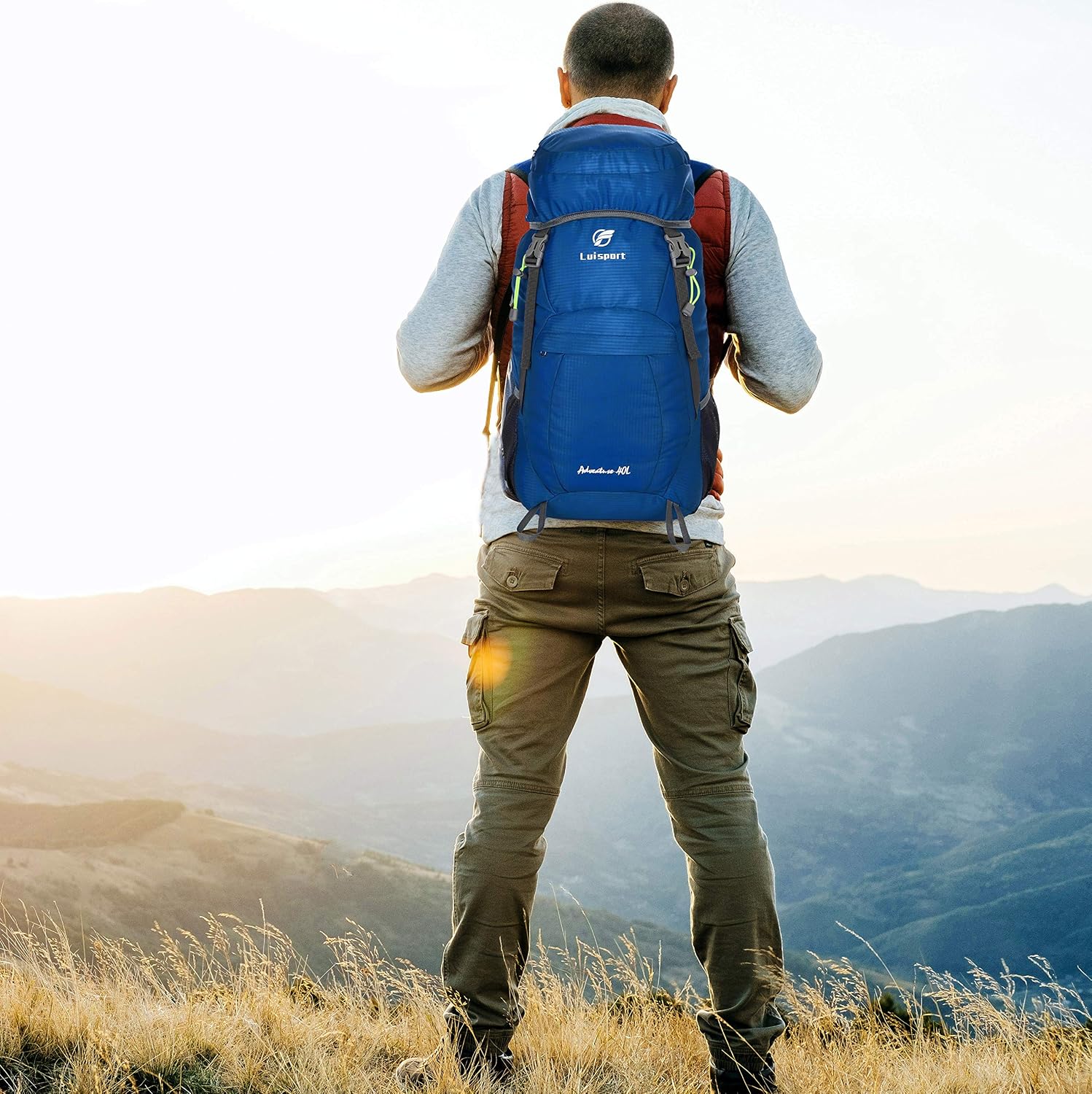 Luisport 40L Foldable Backpack Waterproof Packable Hiking Backpack Hike Backpack Camping Camp Backpack (Blues-35)