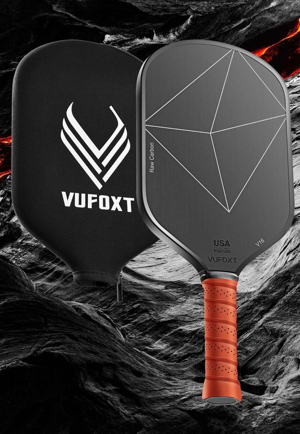 Pickleball Paddle, USAPA Approved T700 Raw Carbon Fiber Surface (CFS) High Spin 16MM PP Honeycomb Core, High Strength Paddle with 1 Carry Bag for Professionals(Diamond)