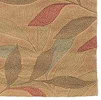 Vista 4 de Linon Trio Leaves - Alfombra de poliéster de 8 x 10 pies, color beige y multicolor