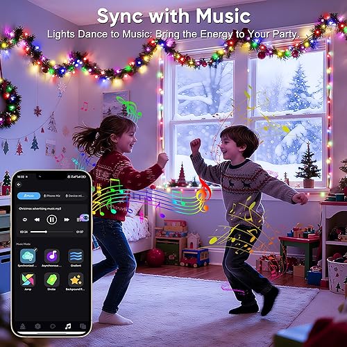 Miniatura 6 de Ollny Luces de Navidad inteligentes de 66 pies, 200 LED, aplicación de luces de árbol de Navidad que cambian de color y control remoto, cadena de
