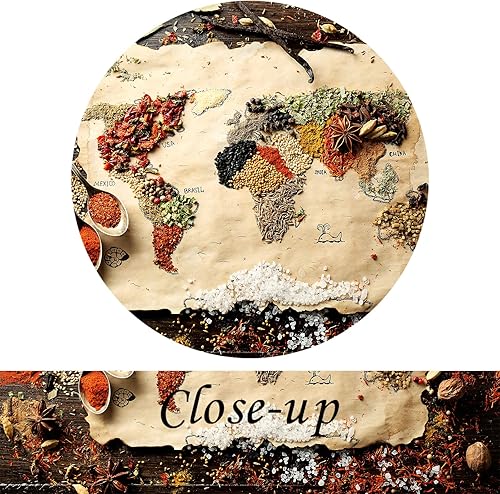 Miniatura 5 de Mapa grande del mundo de 5 paneles hecho de especias sobre lienzo de madera, arte de pared, fotos de cocina, decoración de pared moderna, envoltura