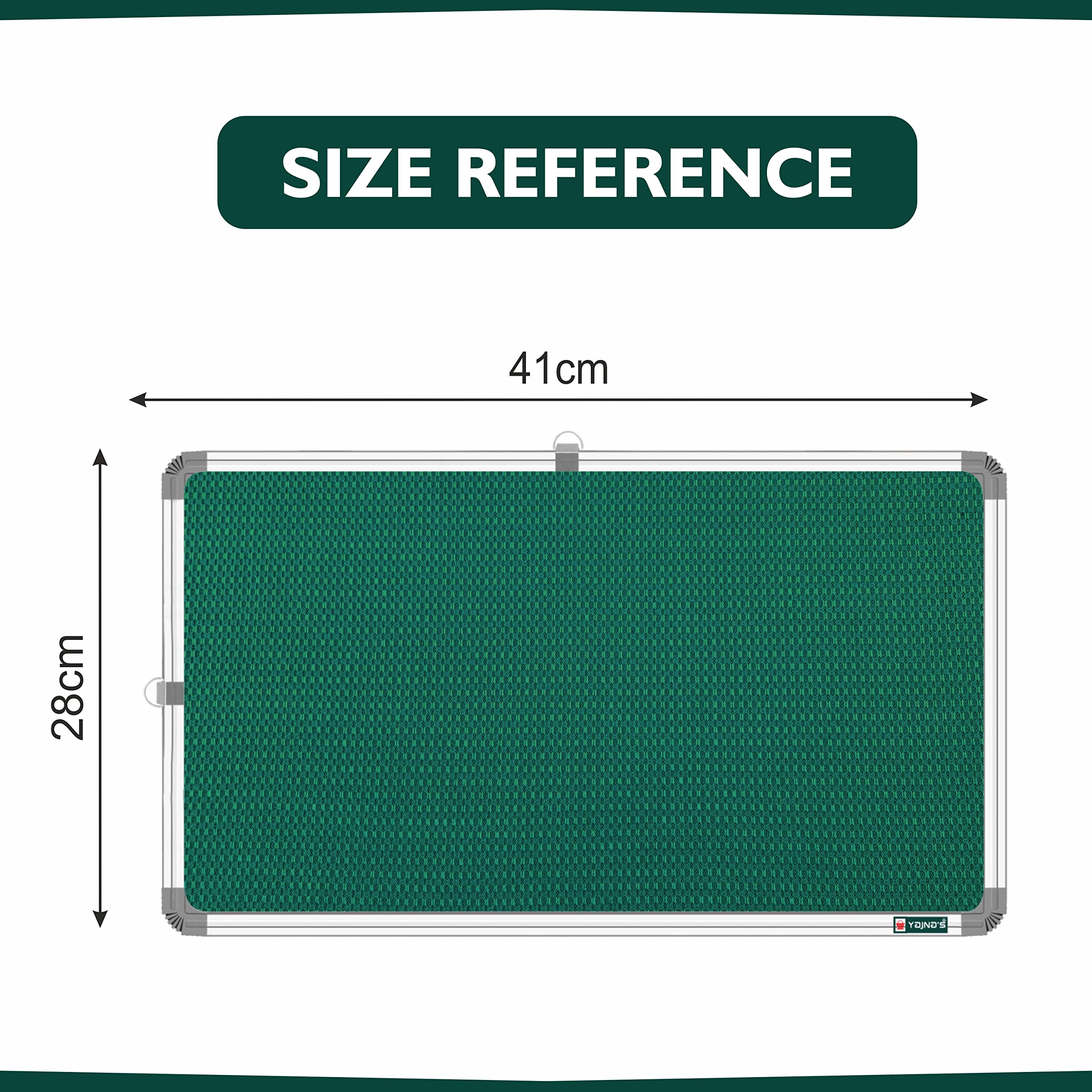 YAJNAS® Tablero de anuncios de color verde de 28 x 41 cm, tablero de pin-up, tablero blando, tablón de anuncios, tablero de exhibición de pin-up para el hogar, la oficina y la escuela (verde, 28 x 41