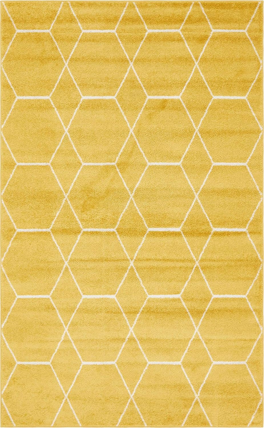 Unique Loom Trellis Frieze Collection Area Rug - Geometric (5' 1" x 8', Yellow/ Ivory)