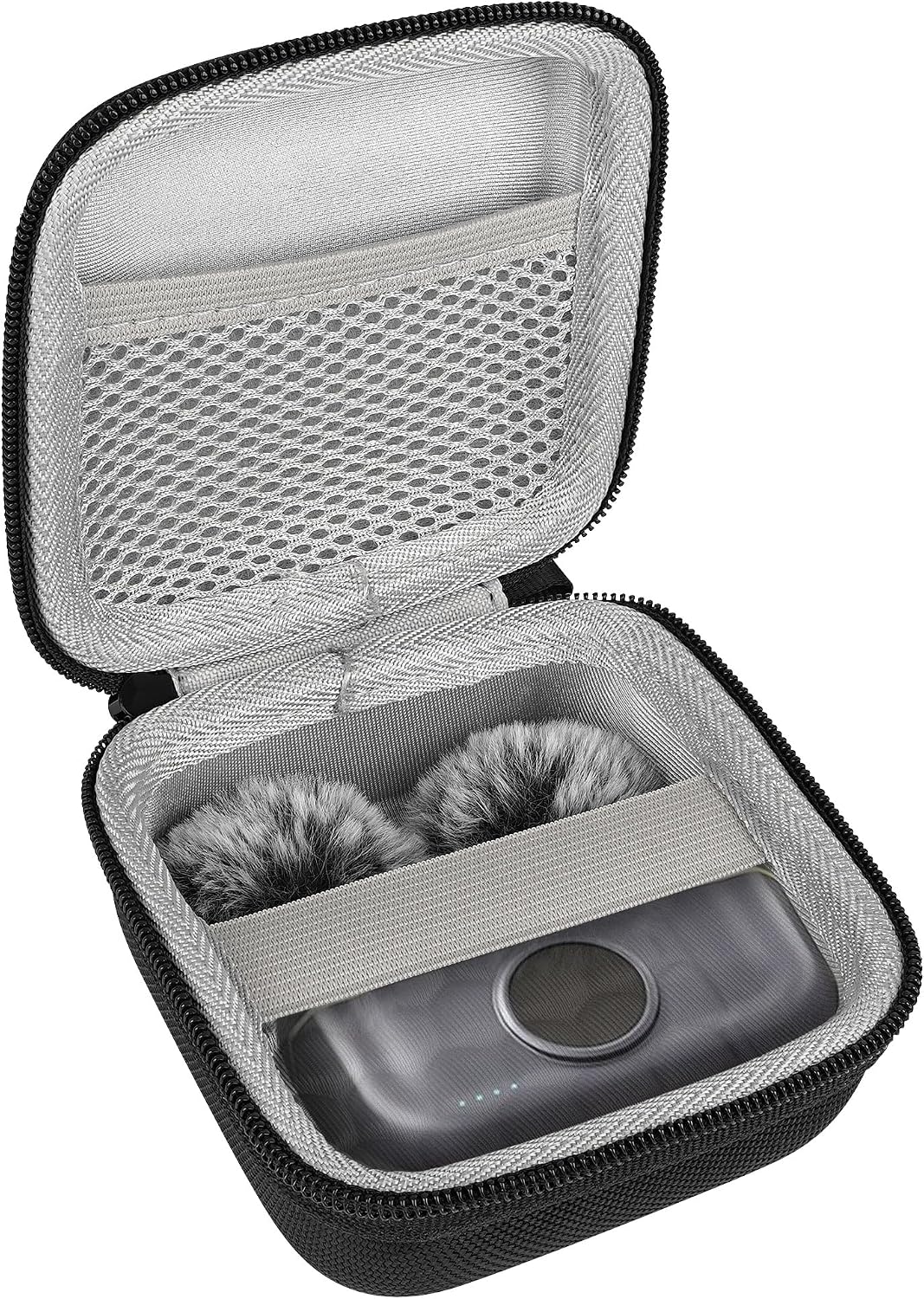 Geekria for Creators Microphone Carrying Case Compatible with Hollyland Lark M2, LarkA1, Maono WaveT5, Rode Wireless Micro Charging Case, Mic Hard Shell Travel Bag with Cable Storage (Black)