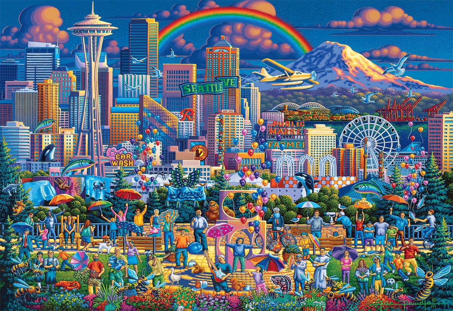 Buffalo Games – I Love Seattle - Eric Dowdle - 2000 Piece Jigsaw Puzzle ​ Colorful Puzzle for Adults – Precision-Cut Pieces, Beautiful Artwork, and Hours of Relaxing Fun​