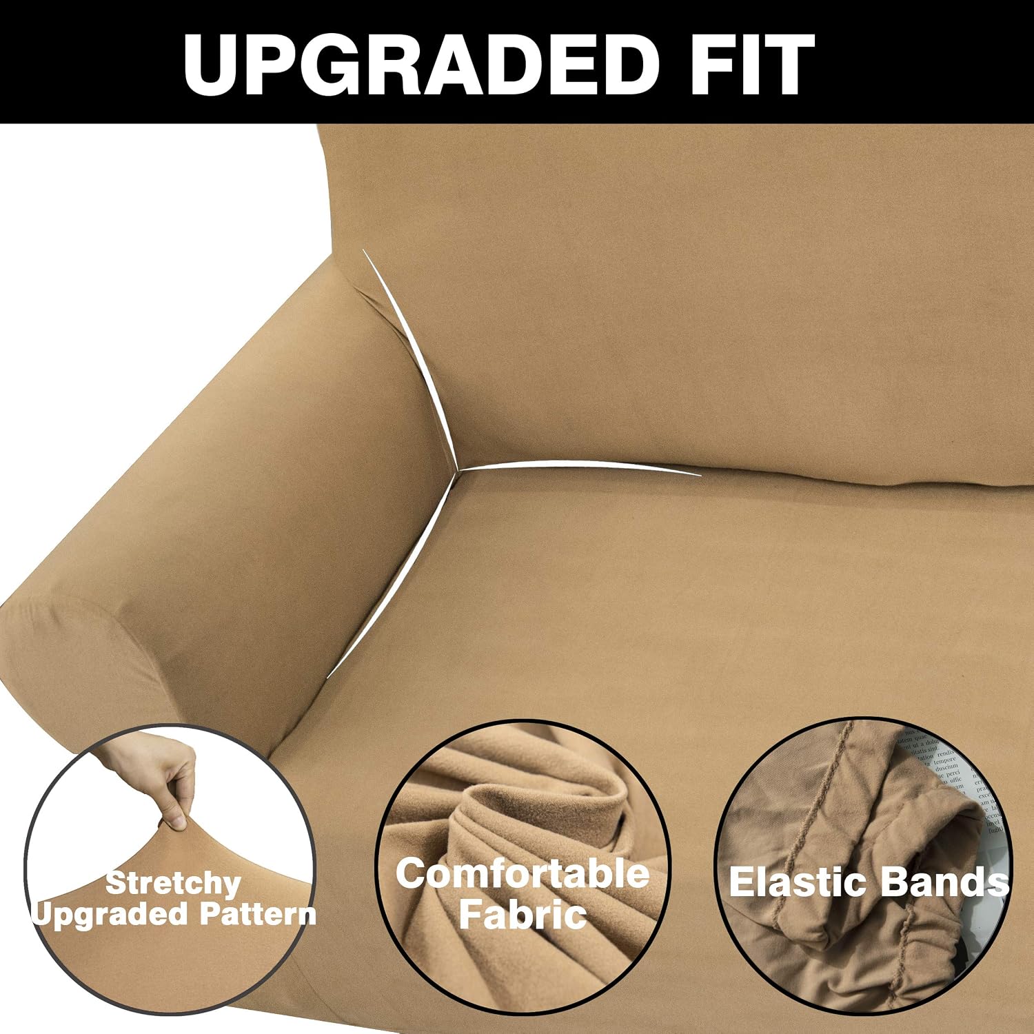 Obytex Stretch Sofa Cover Soft and Comfortable Upgrade Pattern Couch Covers Dog Cat Pet Slipcovers Furniture Protectors (Large, Taupe)