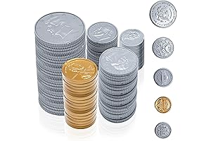 Realistic Pretend Play Money with Playful Plastic Coins