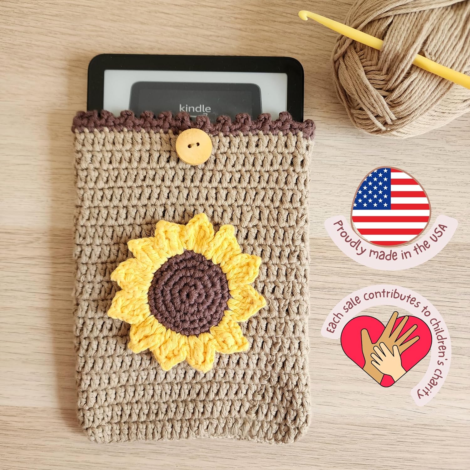 Handwoven Kindle Pouch, Compatible with All Models 5.5”- 7” (Except Scribe), Handmade Kindle Accessories for Women, Protective Sleeve Cover Pouch Bag, Crotcheted eBook Reader Sleeves