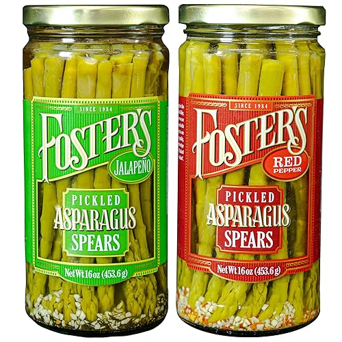 Miniatura 5 de Foster's Spears in a Frasco de espárragos en escabeche caliente, paquete variado picante, jalapeño y pimiento rojo, 32 onzas, paquete de 2, receta