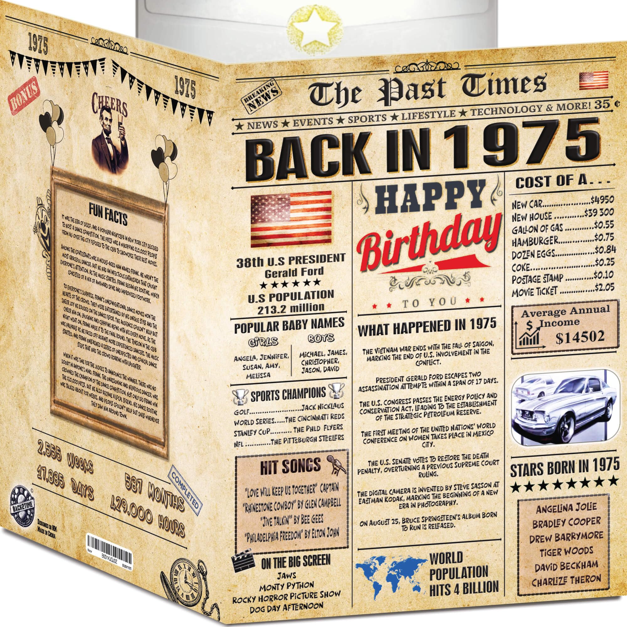 Geburtstagskarte zum 51. Geburtstag für Damen und Herren, Zeitung "Back in 5,016.5 cm, Geburtstagskarte zum 51. Geburtstag, Geschenk für Sie und Ihn, Jumbo-Größe, Dekoration für Vater und Mutter