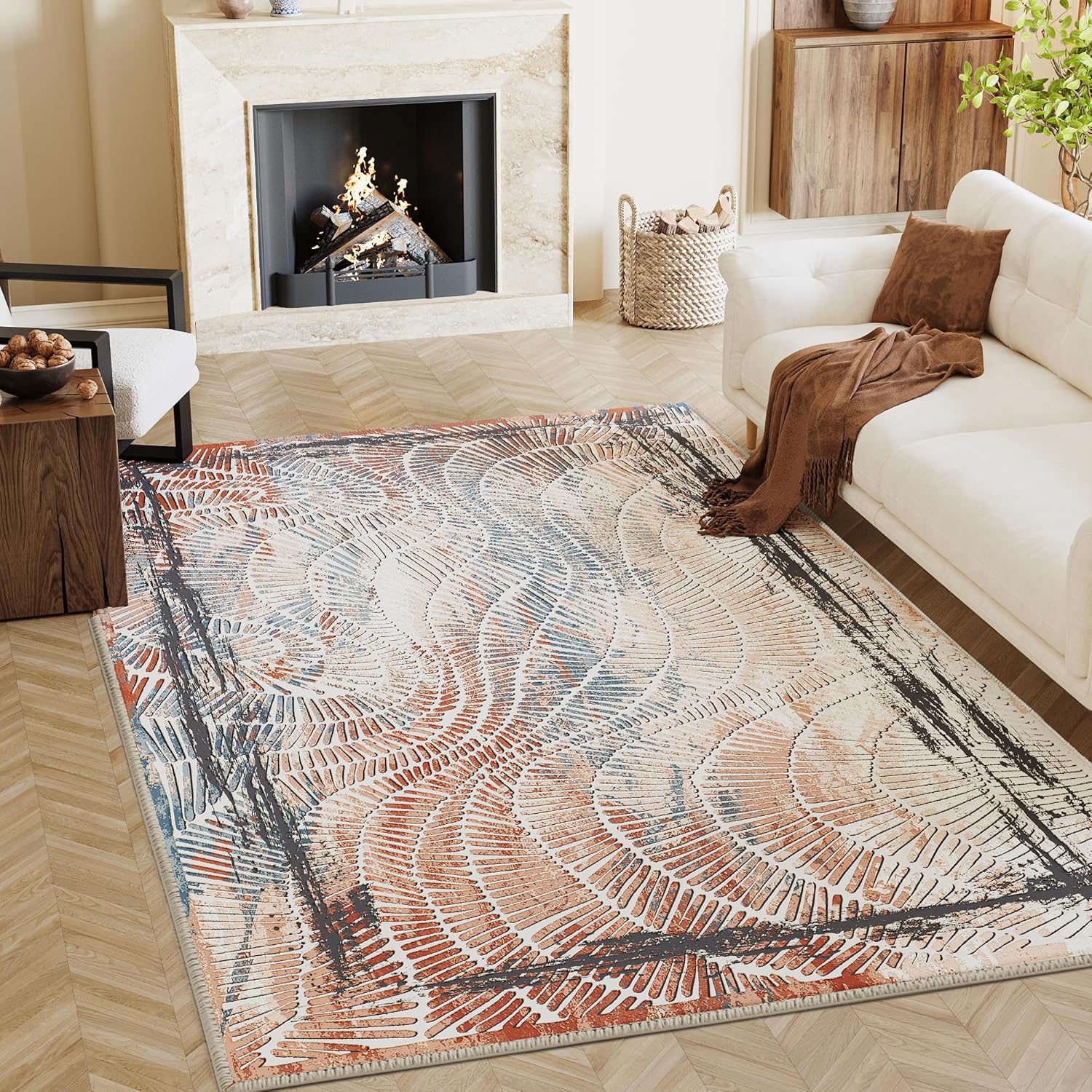 H.VERSAILTEX Area Rugs for Bedroom, 3x5 Distressed Entry Throw Rug Indoor Accent Rug Non-Slip Machine Washable Area Rugs Carpet for Entrance Living Room Bedroom Dining Table, Twlight 3' x 5' Twlight