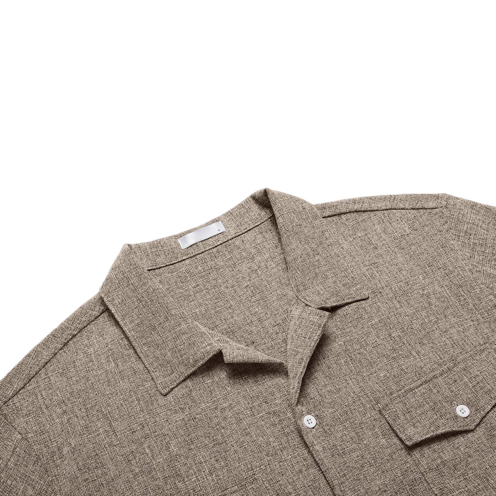 Generico Camicia Uomo Manica Corta Estate Camicie Uomo Casual Regular Fit Spiaggia Camicette di Lino Uomo
