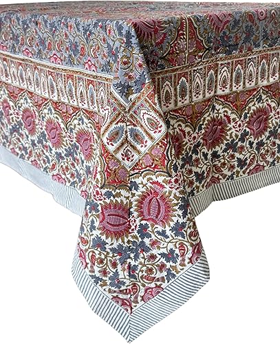 Miniatura 94 de ATOSII Amalfi - Mantel rectangular de otoño 100% algodón, bohemio, estampado a mano, para cocina, mesa de comedor, lino, decoración de otoño