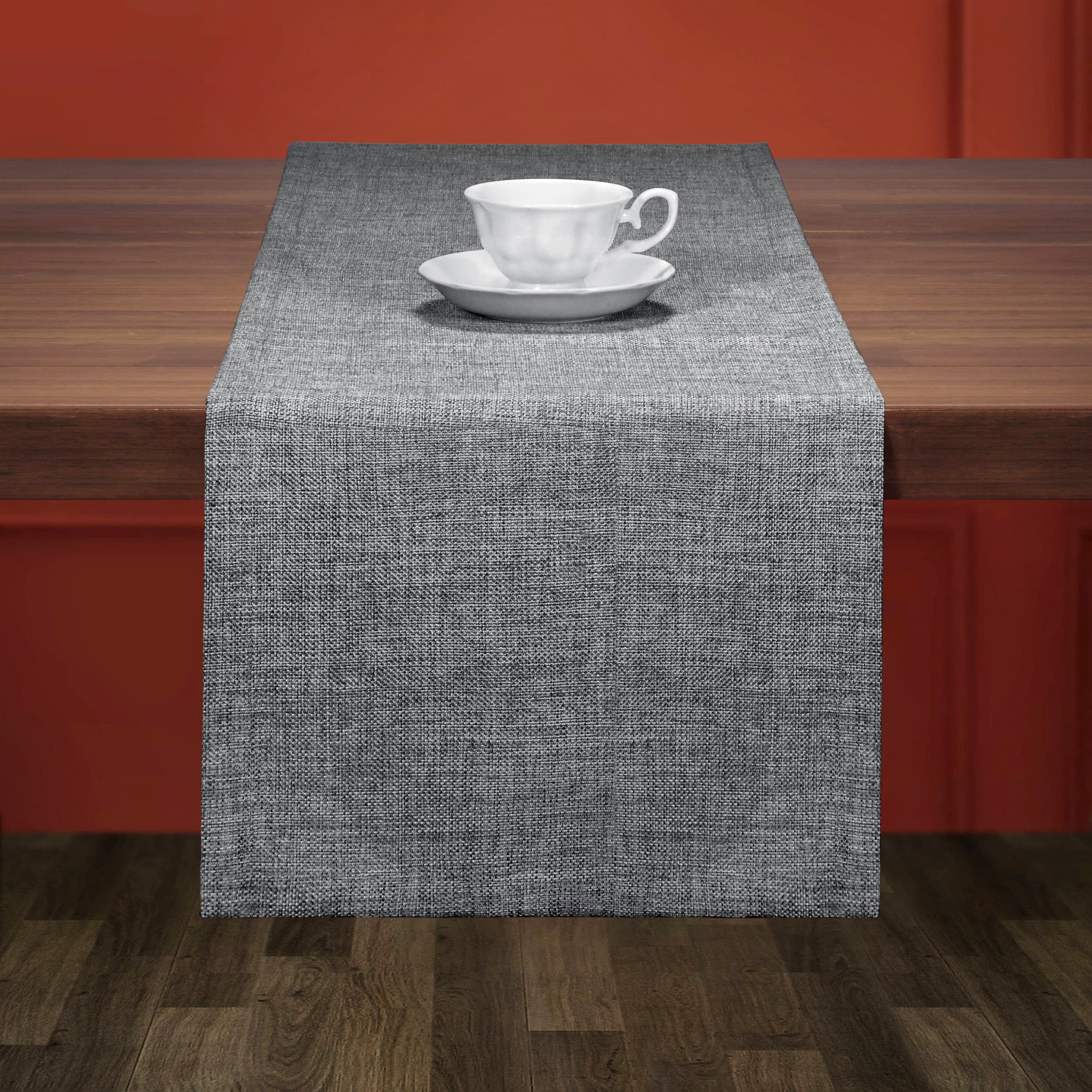 Nefelibata Burlap Table Runner,Farmhouse Table Runner from Natural Fabric,Machine Washable,Great for Thanksgiving Dinners,Christmas Weddings Parties,73" x 14"-Grey