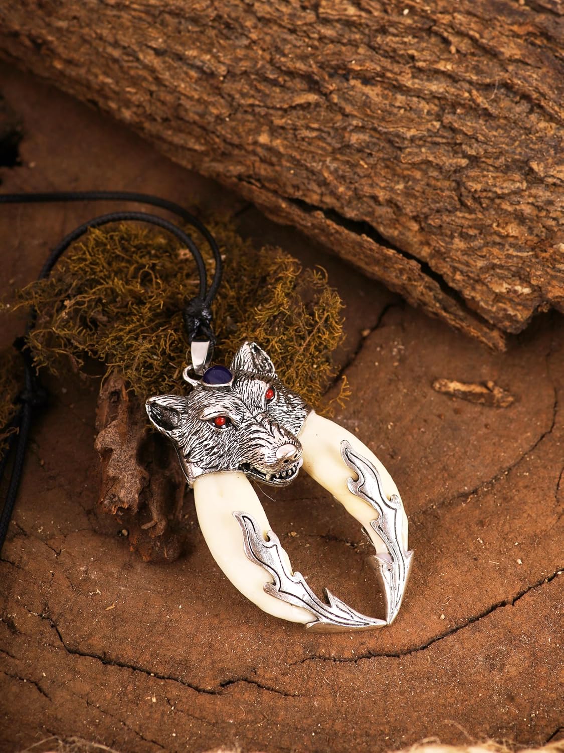 HAQUIL Wolf Tooth Pendant Necklace, Norse Viking Wolf Head Necklace Punk Animal Jewelry Gift for Men - Image 5