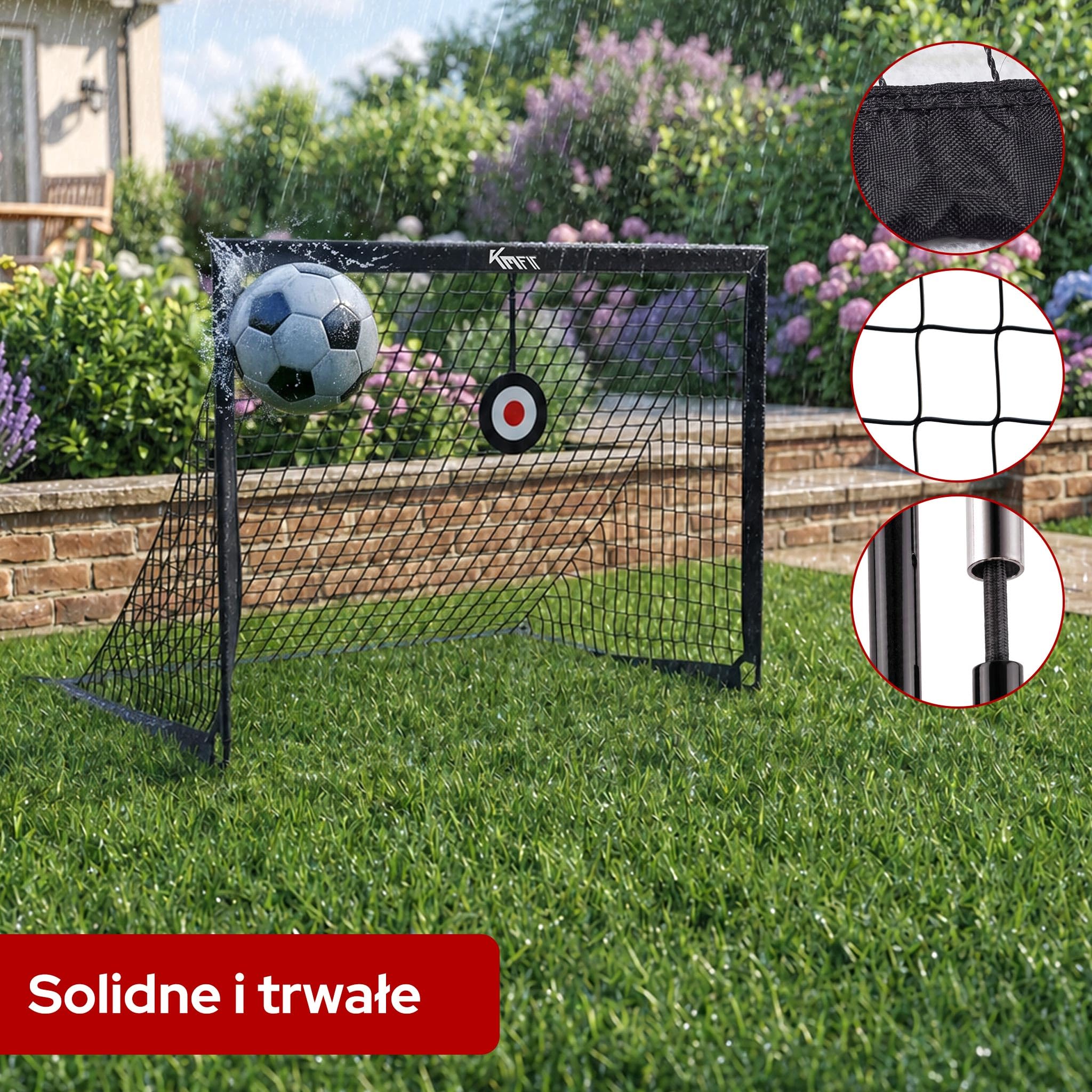 KM-Fit Zestaw 2 Bramki Piłkarskie 120 x 90 cm z Regulowanymi Celami Treningowymi | Bramka Piłkarska dla Dzieci do Ogrodu | Kotwy i Torba w Zestawie