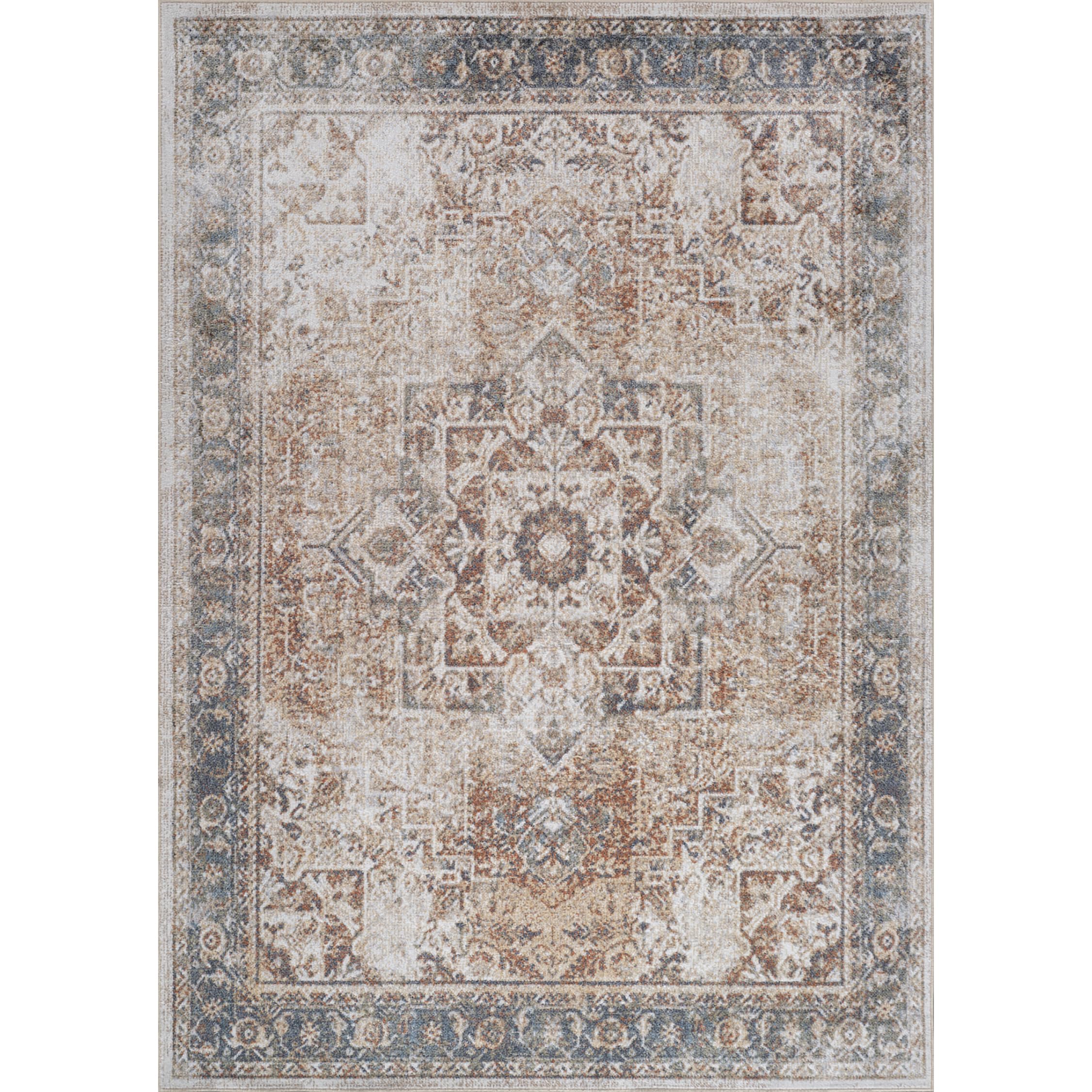 Livabliss Alora Tradizionale Vintage Rectangle Tappeto | Grigio chiaro, Crema, Marrone | 160x213cm | Soggiorno e Camera da Letto | Tessuto a Macchina Poliestere