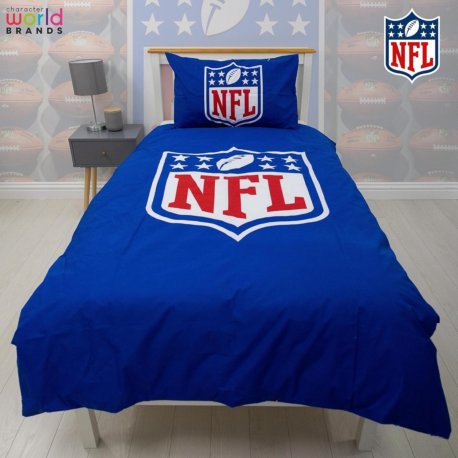 Character World NFL National Football League Officially Licensed Helmets Design Single Duvet Cover Set | Reversible 2 Sided Bedding Including Matching...